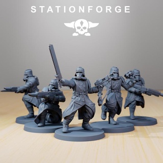 grimguard - trench runners station forge Tabletop Characters & Creatures Sci-Fi Universe board games guard soldier wargaming ww2 cult scifi tabletop astra killteam redmakers krops 3d print model - Mito3D