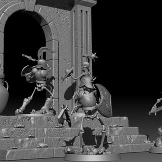 squelettes guerriers post mortemnihilest table personnages créatures squelette Mort vivant guerrier 3d print model - Mito3D