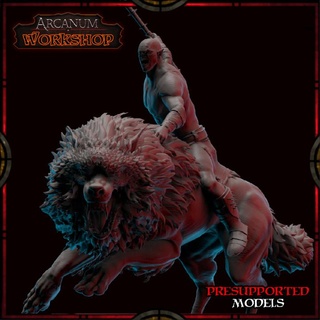 wolf mounted attack 2 pose arcanum workshop Tabletop Characters & Creatures Store creature fantasy monster warhammer chief lotr dungeon warlord dnd azog warg 3d print model - Mito3D