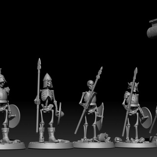 esqueletos lanzas postmortemnihilest mesa caracteres criaturas esqueleto muertos vivientes 3d print model - Mito3D
