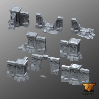 forgotten temple - modullar walls makers anvil Tabletop 3D Printable Terrain Store aztec fantasy terrain warhammer amazon scenery lizzardmen 3d print model - Mito3D