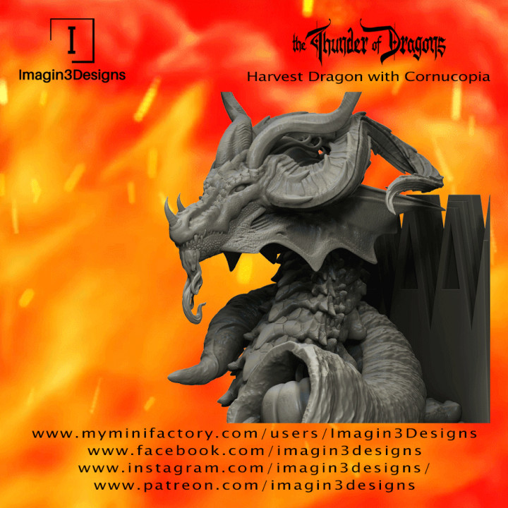récolte dragon corne d'abondance imagin3designs boutique buste créature détaillé fantaisie fdm peinture multipart tonnerre dragons 1 10thscale 3D print model - Mito3D