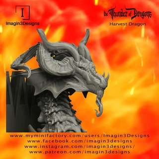 récolte dragon autant corne d'abondance imagin3designs boutique buste créature détaillé fantaisie fdm peinture multipart tonnerre dragons 1 10thscale 3d print model - Mito3D