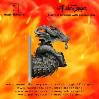 pre supported récolte dragon corne d'abondance imagin3designs boutique buste créature détaillé fantaisie peinture résine multipart tonnerre dragons 3d print model - Mito3D
