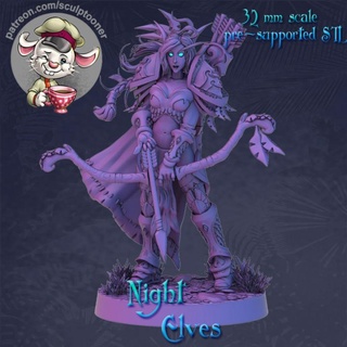 gece elf okçu heykeltıraş masaüstü masaüstü karakterler yaratıklar okçu elf fantezi Warcraft vay masa oyunu savaş oyunu gece dnd 32mm 3d print model - Mito3D