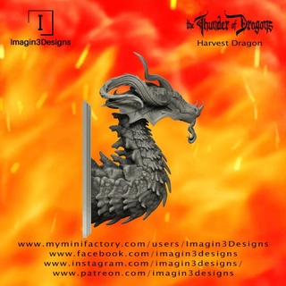 pre-supported harvest dragon without cornucopia imagin3designs Store bust creature detailed fantasy painting resin multipart thethunderofdragons 3d print model - Mito3D