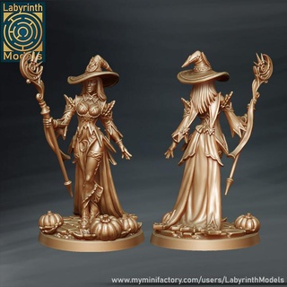 moon witch - 32mm scale labyrinth models Tabletop Characters & Creatures dungeons fantasy halloween hero lady rpg wargaming character magic miniature mage boardgame tabletop wargame patreon d&d sorcereess 3d print model - Mito3D