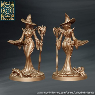 twilight witch - 32mm scale labyrinth models Tabletop Characters & Creatures dungeons fantasy halloween hero lady rpg wargaming character magic miniature mage shadow boardgame tabletop wargame patreon sorceress 3d print model - Mito3D