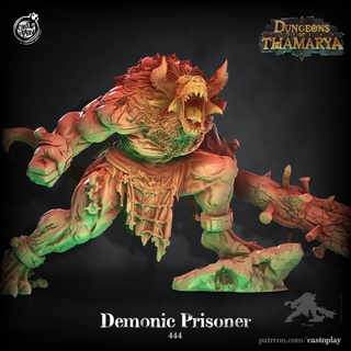 demonic prisoner pre-supported cast n play Tabletop Characters & Creatures Store demon dungeons fantasy bull castnplay prisioner thamarya prision 3d print model - Mito3D