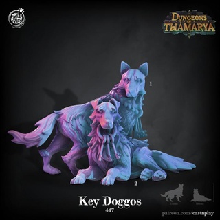 key doggos pre-supported cast n play Tabletop Characters & Creatures Store cute dog dungeons fantasy guard keeper puppy doggo prison castnplay thamarya 3d print model - Mito3D