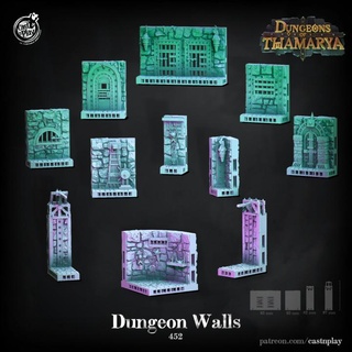 dungeon walls pre-supported cast n play Tabletop 3D Printable Terrain Store dungeons fantasy wall dnd castnplay supported pre thamarya 3d print model - Mito3D