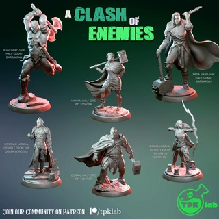 scontro nemici novembre bundle 2021 tpk laboratorio negozio barbaro nube elfo combattente gigante orco calcolo fuoco tempesta ombra spettro ranger paladino brina strega behir half orc highelf giant 3d print model - Mito3D