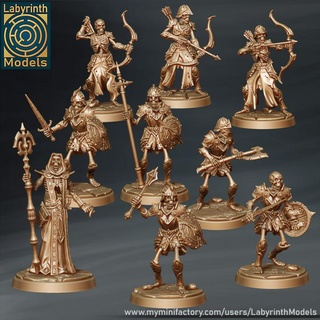 skeletons set - 32mm scale labyrinth models Tabletop Characters & Creatures archer collection fantasy gift halloween horror rpg skeleton undead wargaming warhammer magic boardgame tabletop lich warlock wargame patreon d&d archers warriors sorcerer necromancer necromancy 3d print model - Mito3D