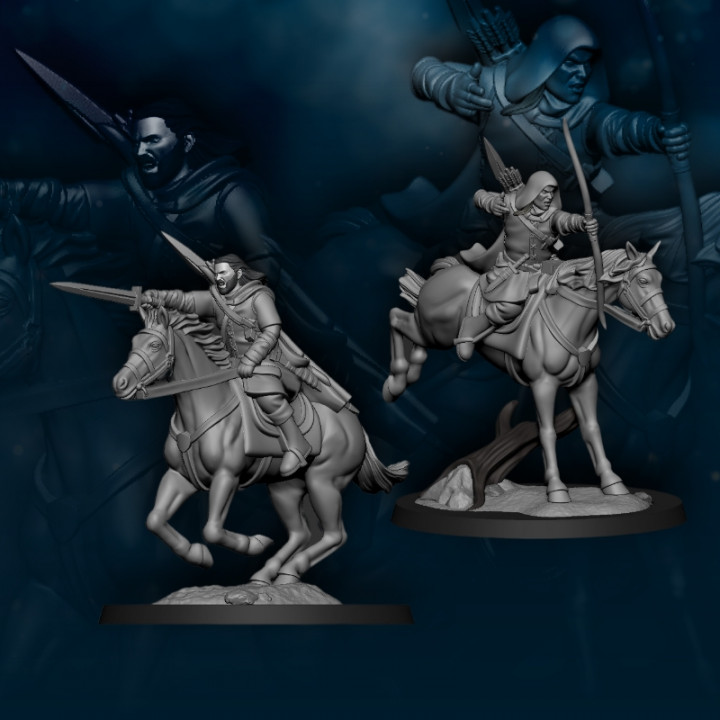 2x humano norte cavaleiro montado deram jogos tampo mesa personagens criaturas 3dprint patreon cavaleiros humanos davalegames 3D print model - Mito3D