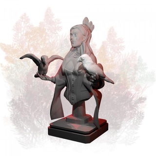 witches revna - bust king virr design Tabletop Characters & Creatures Store crow dark raven woman witch mage mystic powerfull dominatrices 3d print model - Mito3D