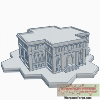 gothic building 52 hex base ghb052 wargame forge Store terrain 6mm battletech 3d print model - Mito3D