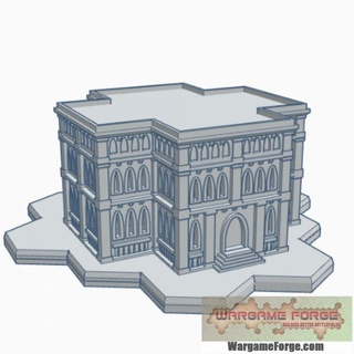 gothic building 53 hex base ghb053 wargame forge Store terrain 6mm battletech 3d print model - Mito3D
