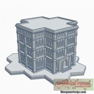 gothic building 54 hex base ghb054 wargame forge Store terrain 6mm battletech 3d print model - Mito3D