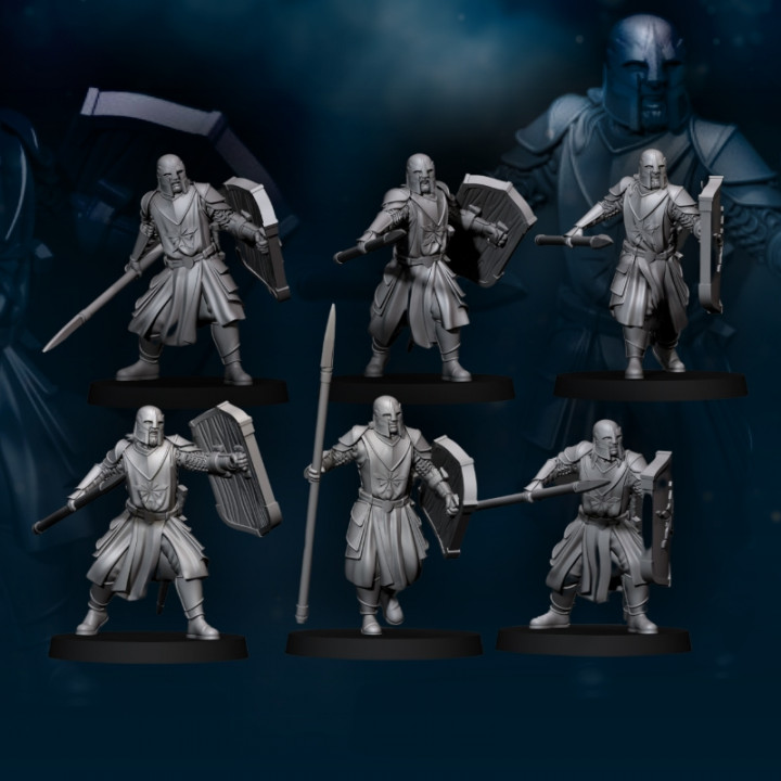 6x human north soldier spear shield davale games  Tabletop Tabletop Characters & Creatures 3dprint patreon humans davalegames  3D print model - Mito3D