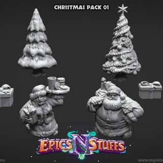 christmas miniature bundle 01 - pre-supported epics n stuffs Store dragons dungeons fantasy gift present rpg santa xmas boardgame holidays tabletop minis dnd pathfinder dwarves clause ttrpg supported epicsnstuffs 3d print model - Mito3D