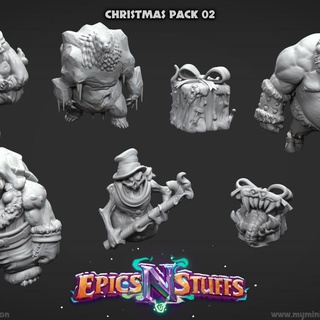 christmas miniature bundle 02 - pre-supported epics n stuffs Store bear dragons dungeons fantasy gift rpg snowman xmas boardgame holidays tabletop ogre dnd pathfinder mimic tortle supported epicsnstuffs 3d print model - Mito3D