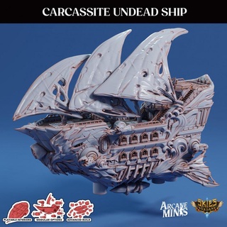 airship - carcassite ship undead arcane minis dragon dragons dungeons jet roleplay rpg wings magic steampunk crystal flying dead skulls dungeon patreon spell helm flight d&d dnd grid playable cannons sos 5e necro eberron void stories necromancy arcanapunk magipunk magitech sordane skies sordalite interiors sails non-grid thrusters 3d print model - Mito3D