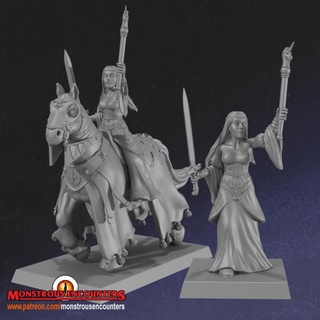 breton damsel 2 monstrous encounters Tabletop Characters & Creatures Store female knight warhammer wizard horse mounted maiden prophetess oldhammer bretonnia 3d print model - Mito3D