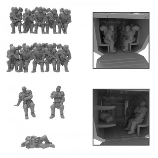 roman saytr passengers - presupported thatevilone Tabletop Characters & Creatures futuristic jet rome dead scifi seated drop pack jump airborne 28mm troop casualties severan militia injured cults carbines marian 3d print model - Mito3D