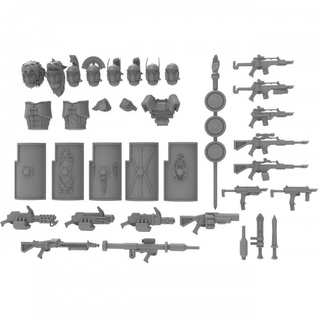 roman sci-fi asset pack - presupported thatevilone Tabletop accessories Characters & Creatures Sci-Fi Universe helmet jet rome shield banner weapons rifle scifi shoulder gladius smg kitbash special pad jump heads assets torsos 3d print model - Mito3D