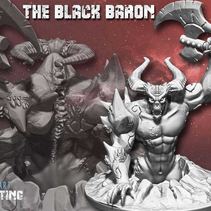 siyah baron standart sanat boyama masaüstü karakterler yaratıklar iblis savaş patron şeytan cehennem korku canavar rpg Warhammer kötü yeraltı dünyası arka plan programı oyunu kaos Khorne yaramaz oluşturur 3D print model - Mito3D