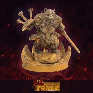 ironpelt dwarf barbarian - sword & shield dragon's forge miniatures Tabletop Characters Creatures Store dragons fantasy female hero rpg wargaming warhammer warrior miniature roleplaying d&d dnd berserker npc supported dragonsforge 3d print model - Mito3D