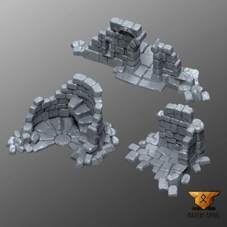 ruined town - buildings makers anvil Tabletop 3D Printable Terrain Store terrain wargames warhammer ruins scenery pathfinder frostgrave aos humans 3d print model - Mito3D