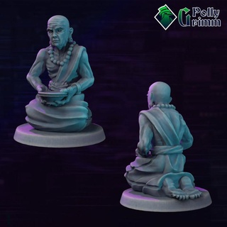 cyberpunk sci-fi tabletop miniature human old monk pollygrimm Tabletop Characters & Creatures Sci-Fi Universe Store fantasy game mini character boardgame shadowrun 3d print model - Mito3D