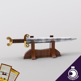 sword defending - miniature armory collection props&beyond accessory ancient card display dragons dungeons epic fantasy gaming gift item master medieval prop roleplay rpg stand toy warhammer weapon magic cosplay props blade supportless dagger tabletop puzzles real beyond size d&d dnd dm 5e stat representation gm gamemaster wondrous in-game 3d print model - Mito3D