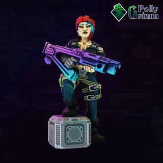 cyberpunk sci fi mesa miniatura soldado hembra pistola pollygrimm caracteres criaturas Sci Fi universo Tienda fantasía juego mini personaje cyborg shadowrun implante 3d print model - Mito3D