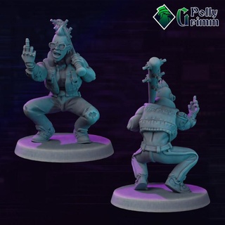 cyberpunk sci-fi tabletop miniature human punk gang member criminal pollygrimm Tabletop Characters & Creatures Sci-Fi Universe Store fantasy game mini character boardgame cyborg shadowrun implant 3d print model - Mito3D