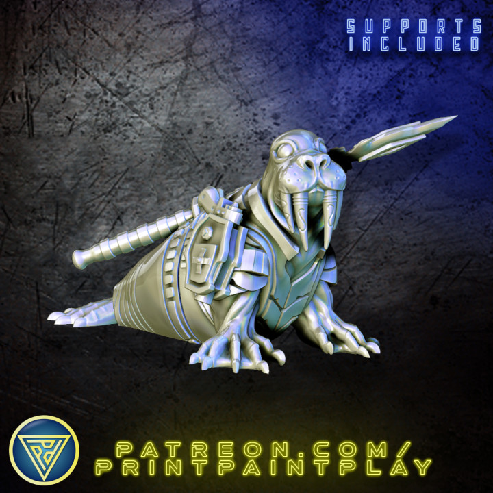 walrus alien envoy print paint play Tabletop Characters & Creatures Store roleplay rpg sci-fi character miniature tabletop monstrous humanoid 32mm starfinder morlamaw 3D print model - Mito3D