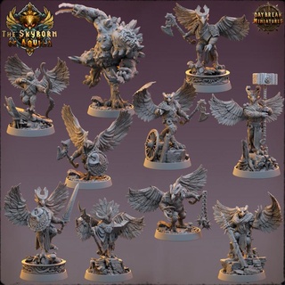 skyborn aquila - complete pack daybreak miniatures Tabletop Characters & Creatures dragons dungeons miniature bundle 32mm 75mm value 3d print model - Mito3D