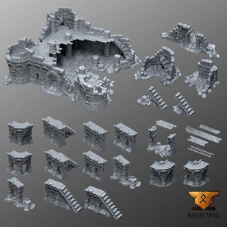 ruined town - full set makers anvil Tabletop accessories 3D Printable Terrain Store Fantasy terrain wargames warhammer castle ruins scenery walls pathfinder frostgrave fortress aos humans stronghold 3d print model - Mito3D