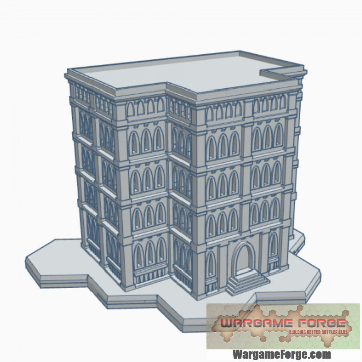 gothic building 63 hex base ghb063 wargame forge Store terrain 6mm battletech 3D print model - Mito3D
