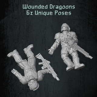 dragoon infantry wounded quartermaster3d Tabletop Characters & Creatures Sci-Fi Universe Store dead scifi soldiers 28mm grimdark casualties troopers objectives 3d print model - Mito3D