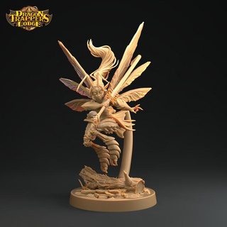 laureth fairy trapper - presupported dragon trappers lodge Tabletop Characters & Creatures Fantasy Universe Store dungeons fantasy fighter hero insect rpg wings character european flying tabletop dnd fairies fey fae feywild 3d print model - Mito3D
