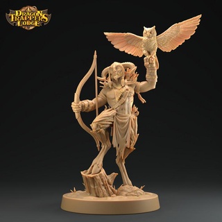 dark stalker - sarn faun trapper presupported dragon trappers lodge Tabletop Characters & Creatures Fantasy Universe arrows dungeons fantasy fighter hero owl character european male horns bow dnd fauns 5e opr feywild hoofs 3d print model - Mito3D