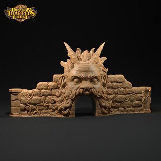 labyrinth pan dragon trappers lodge Tabletop accessories 3D Printable Terrain Store Fantasy face terrain beard magical brick gate round maze dnd walls arch entrance unsupported dunegons feywild unseelie 3d print model - Mito3D