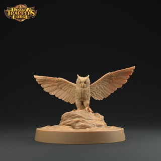 sarn's owl - presupported dragon trappers lodge Tabletop Characters & Creatures Fantasy Universe Store bird creature dungeons fantasy pet wings european flying faun feathers dnd familiar foul feywild unseelie sarn 3d print model - Mito3D
