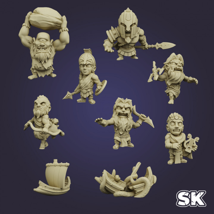 Olymp Stoneking Tischplatte Zeichen Kreaturen Fantasie Universum Geschäft uralt griechisch Krake Zeus Zentaur Chibi Gorgon 3D print model - Mito3D