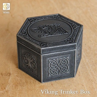 viking trinket box - hexagonal gadgetworks Home & Garden Homeware Storage and boxes Store container decorative dice gift lid pot screw storage jewelry ornate 3d print model - Mito3D