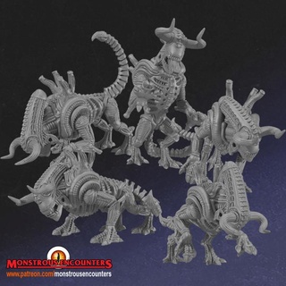 xeno bulls x5 monstrous encounters Tabletop Characters & Creatures Fantasy Universe Store alien sci-fi toy bull aliens kenner 3d print model - Mito3D