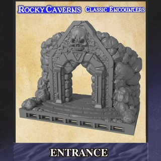 rocly caverns entrance monstrous encounters Tabletop accessories Characters & Creatures Fantasy Universe 3D Printable Terrain Store fantasy rpg supportless dungeon cave tiles rocky cavern infinitylock dungeonworks 3d print model - Mito3D