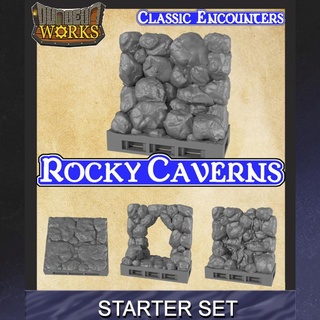 rocky caverns starter set monstrous encounters Tabletop 3D Printable Terrain Store Fantasy tile dungeon cave cavern infinitylock dungeonworks 3d print model - Mito3D